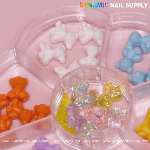 Colorful 3D Resin Teddy Bear Charms for Spring Nails Art design