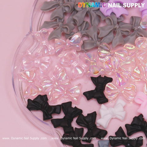 70 pcs Mixed Colors Resin Bows Charm (pink , black, iridescent) for Nails Art Design