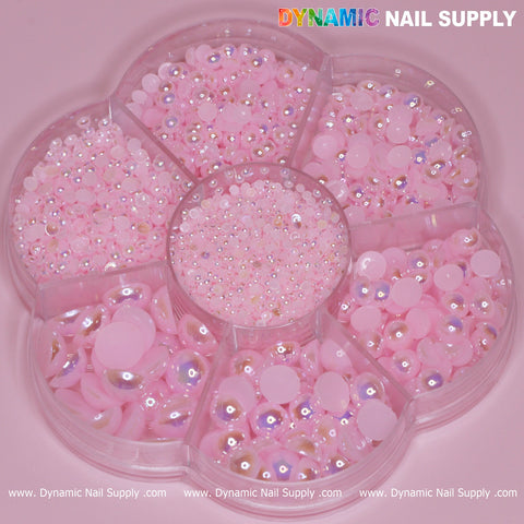 Light Pink Half Pearl Beads for Nails art design (flat back)