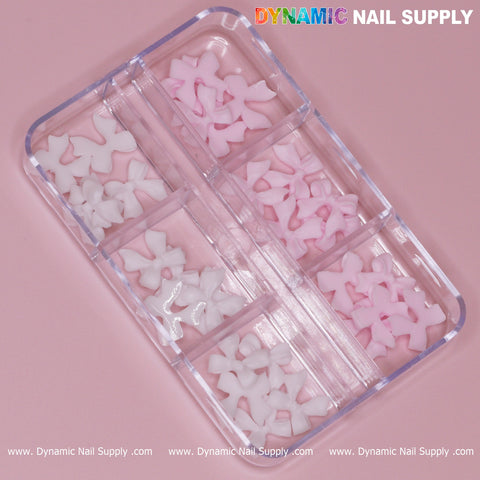 30 pcs White - Pink Resin Bows Charm for Nails Art Design