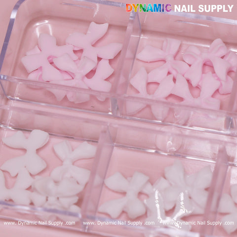 30 pcs White - Pink Resin Bows Charm for Nails Art Design