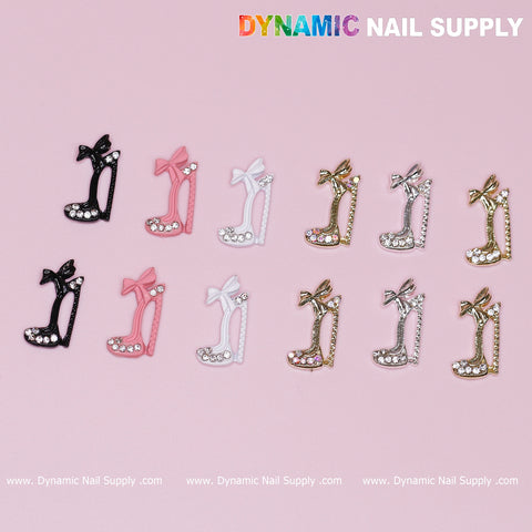 12 pcs Luxury 3D Shoes shaped Nail Charms (Rhinestone engraved) for Valentines Nail Designs
