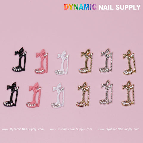 12 pcs Luxury 3D Shoes shaped Nail Charms (Rhinestone engraved) for Valentines Nail Designs
