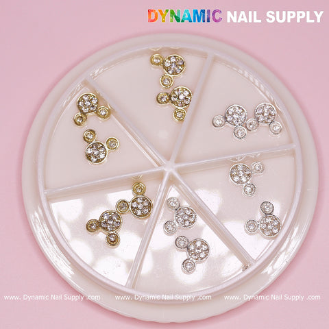 12 pcs gold and silver Mickey Mouse Shape Nail Charms (Disney Cartoon Characters)