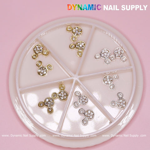 12 pcs gold and silver Mickey Mouse Shape Nail Charms (Disney Cartoon Characters)