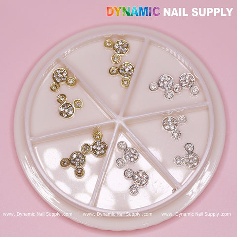 12 pcs gold and silver Mickey Mouse Shape Nail Charms (Disney Cartoon Characters)