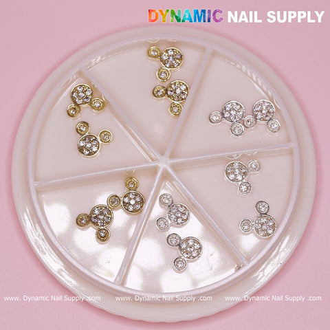 12 pcs gold and silver Mickey Mouse Shape Nail Charms (Disney Cartoon Characters)