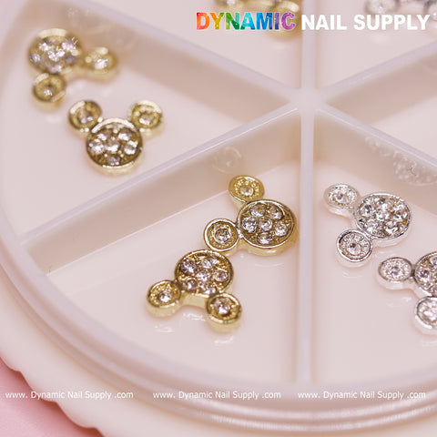 12 pcs gold and silver Mickey Mouse Shape Nail Charms (Disney Cartoon Characters)