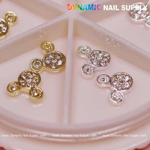 12 pcs gold and silver Mickey Mouse Shape Nail Charms (Disney Cartoon Characters)