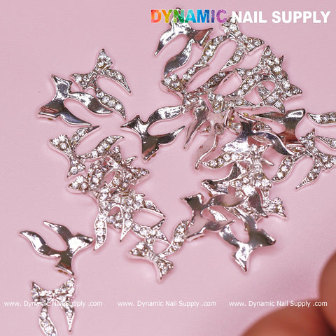 30 pcs silver (Ribbon) Bow shape Charms for Nails Designer