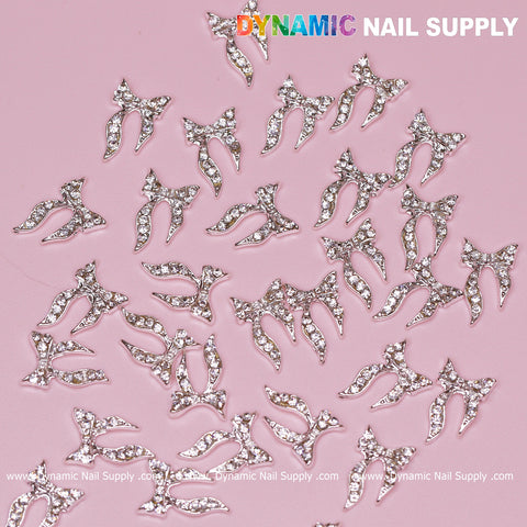 30 pcs silver (Ribbon) Bow shape Charms for Nails Designer