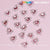 20 pcs Pink Heart Charm for Valentine Nails Design (Rhinestones Border Edge, silver claws)