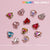 12 pcs Heart Charm (Multi-Colors - Silver Edge) for Valentine Nails Design (Heart Rhinestones center)