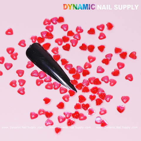 90 pcs Red Resin Heart Shape Charm for Valentine Nails Design (Small Size)