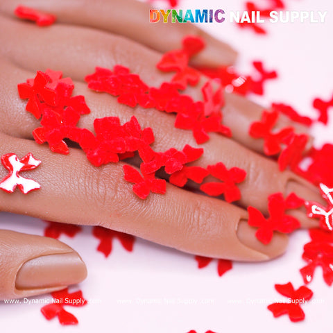 90 pcs Pure Red Resin Bows Charm for Valentine Nails Design
