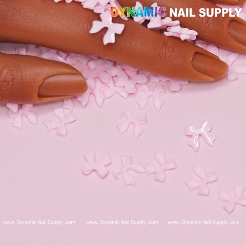 90 pcs Pure Pink Resin Bows Charm for Valentine Nails Design