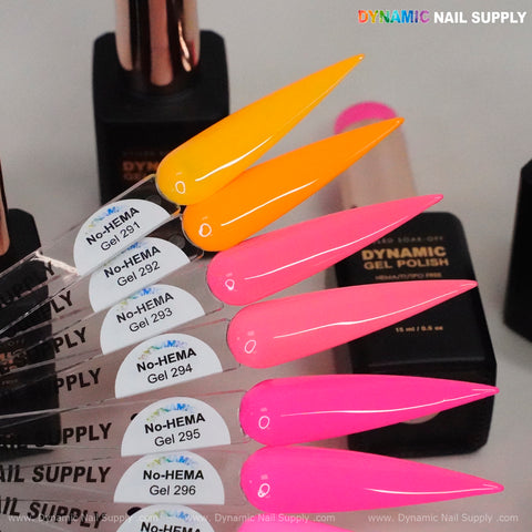 Dynamic No-HEMA Gel Polish - Color 291 to 300 - Neon Colors for Summer Collection