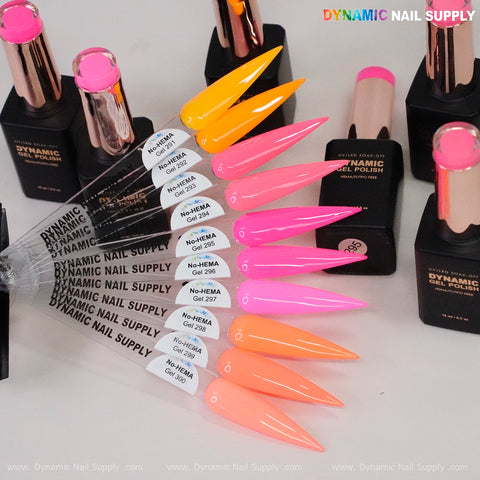 Dynamic No-HEMA Gel Polish - Color 291 to 300 - Neon Colors for Summer Collection