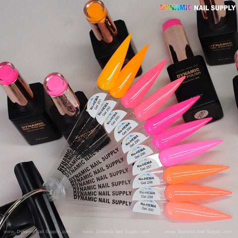 Dynamic No-HEMA Gel Polish - Color 291 to 300 - Neon Colors for Summer Collection