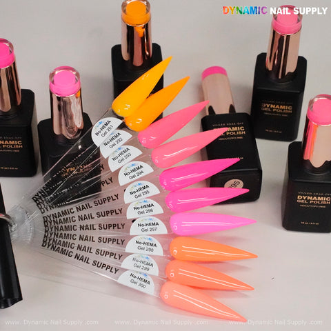 Dynamic No-HEMA Gel Polish - Color 291 to 300 - Neon Colors for Summer Collection