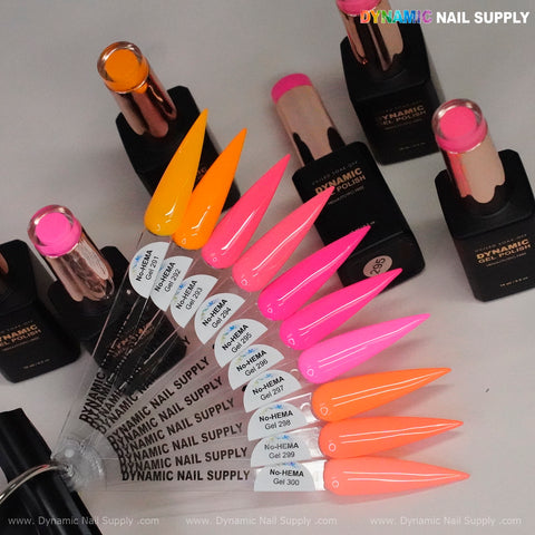 Dynamic No-HEMA Gel Polish - Color 291 to 300 - Neon Colors for Summer Collection