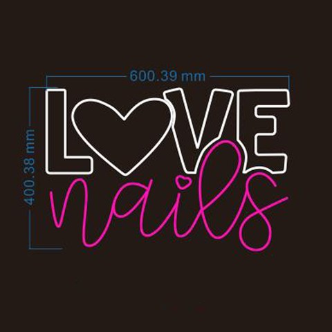 "LOVE NAILS" Bright LED Sign for Salon, Spa & Beauty Room Decor