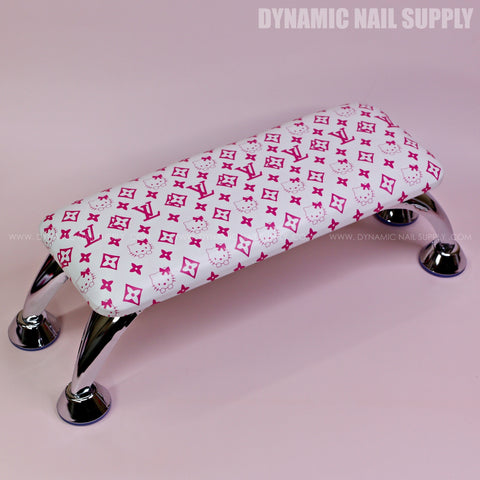 (A052- Pink LV/Kitty Pattern) Luxury Logo Brand Name Armrest for Nail technicians (Reposabrazos Para Manicura)