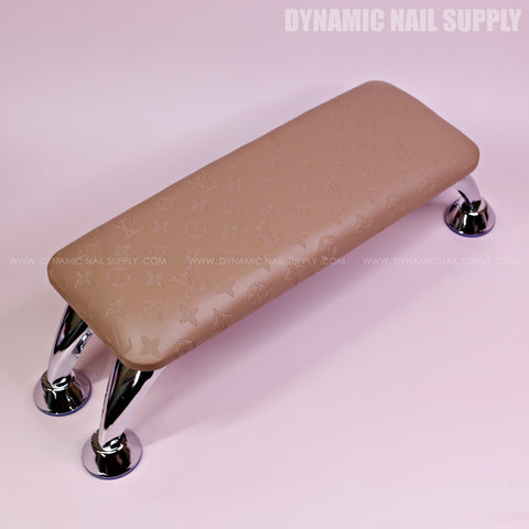 (HLA001 - Brown LV Engraved) Designer Brand Name Handrest for Pedicure and Manicure Nail Services (Reposabrazos Para Manicura)