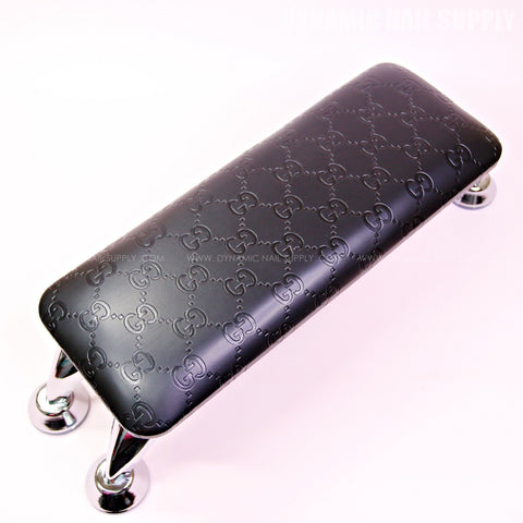 (RHL029 - Black GCi Engraved) Faux leather Handrest with Resting Pillow for Pedicure and Manicure (Reposabrazos Para Manicura)