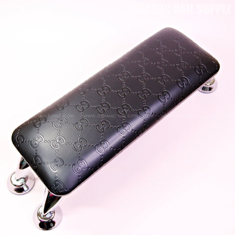 (RHL029 - Black GCi Engraved) Faux leather Handrest with Resting Pillow for Pedicure and Manicure (Reposabrazos Para Manicura)