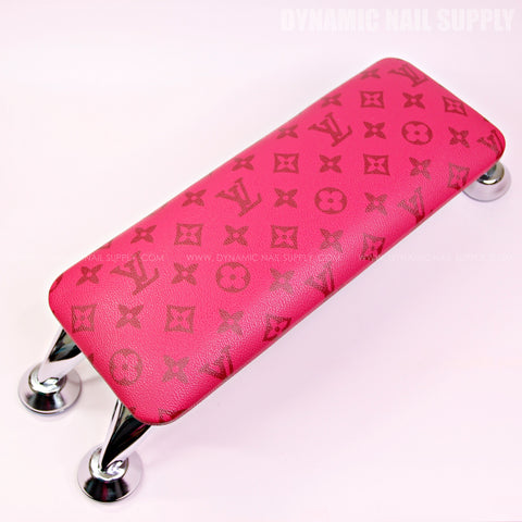(M006 - Red LV Monogram Pattern) Leather Handrest with Soft Pad for Pedicure and Manicure (Reposabrazos Para Manicura)