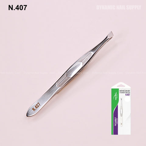 N407 - Professional Tweezers Slanted Head Tweezer Stainless Steel