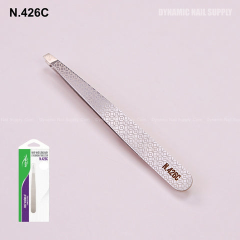 N426C - Professional Beauty Tweezer Slanted Tip Stainless Steel