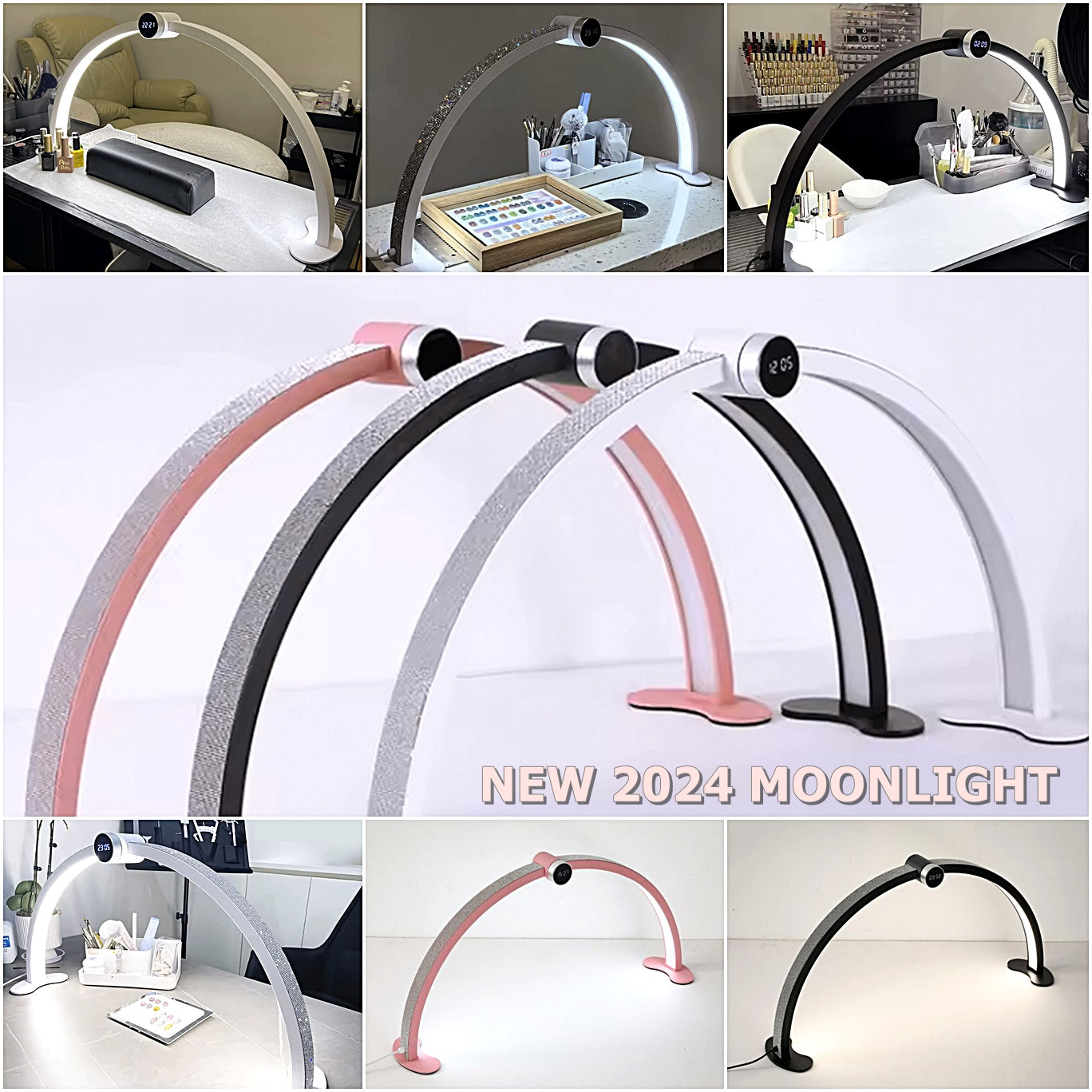 Half Moon Light For Nail Desk: 29" Arch Light For Nail Techs With Phone Holder For Beginner - 3 Color Modes & 10 Brightness Adjustable - Foldable Half Moon Nail Lamp For