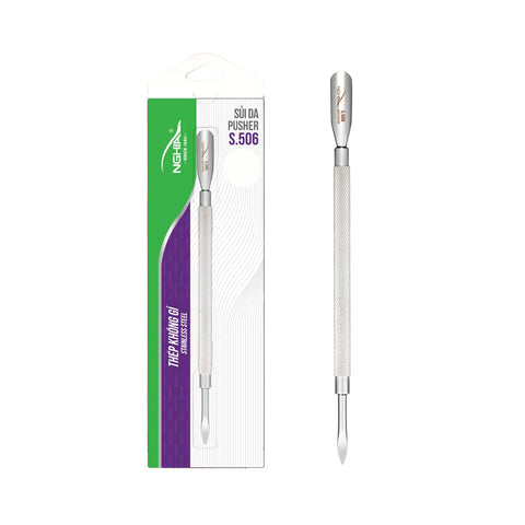 S-506 - NGHIA Professional Cuticle Pusher Spoon Head and Pointed Tips Dual Function Stainless Steel