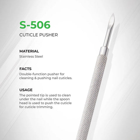 S-506 - NGHIA Professional Cuticle Pusher Spoon Head and Pointed Tips Dual Function Stainless Steel