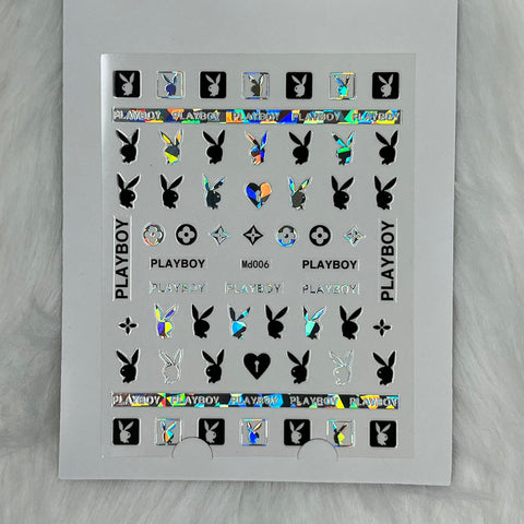 Logo Sticker for nails art design - Md006 - Silver Holographic