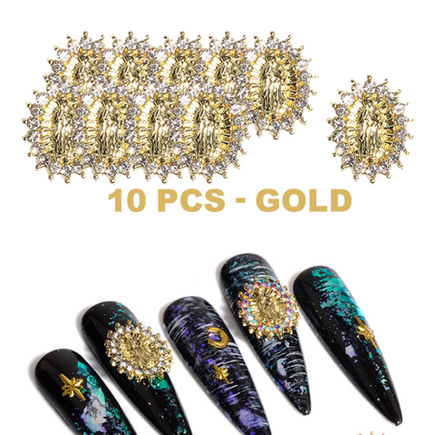 (Small size with stones) 10 pcs bag Virgin Mary charms for Religious nails design