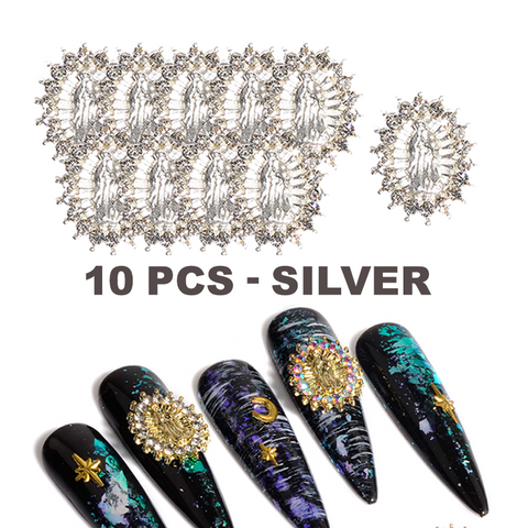 (Small size with stones) 10 pcs bag Virgin Mary charms for Religious nails design