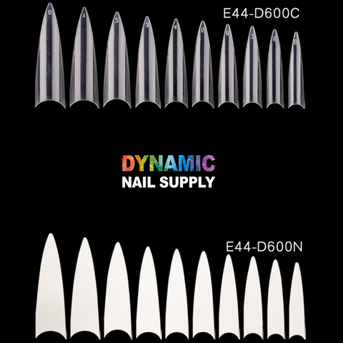 600pcs/bag French Long Stiletto Shape Nails Tips - False Artificial Nail Tips for nails extension or building nails - Dynamic Nail Supply
