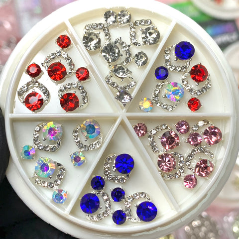 20 pcs Luxury 3D Nail Charms for Christmas design nails (Red, Blue, Pink, AB, Silver)