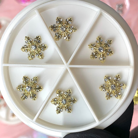 6 pcs 3D Snowflakes Charms for Christmas Nail Designs