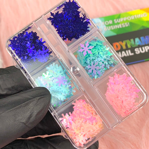 Special Iridescent Snowflakes Sequin Glitter for Christmas Nail Art design