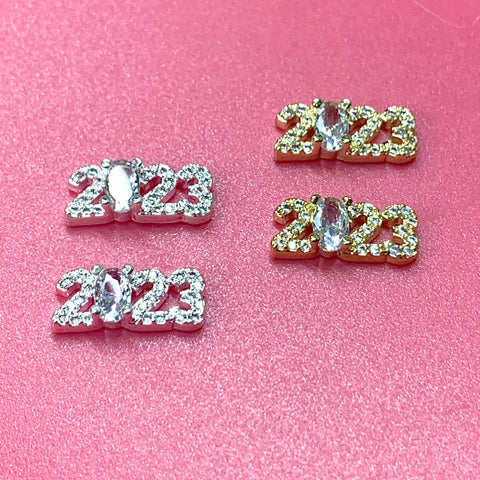 4pcs 2023 Charms (3D) for Happy New Year's Eve Nail Ideas