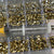 [Metallic Gold] Rhinestones set - 20 cells box - 14 big shapes and 6 round shapes