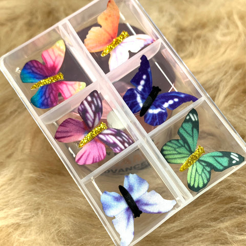 Multi-color plastic/fabric 3D butterfly charms for nails art design