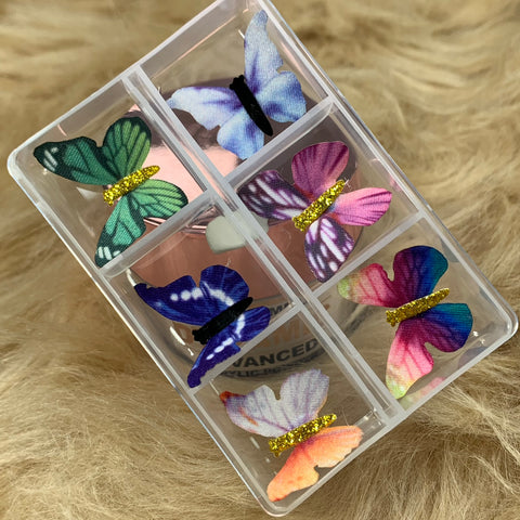 Multi-color plastic/fabric 3D butterfly charms for nails art design