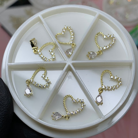 3D Heart shape luxury Charms for Valentines nails art design