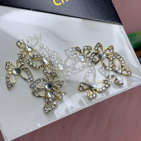 Crystal-Edge 3d Luxury Butterfly charms for nails art design (Silver Crystal Diamond)