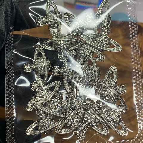 20 pcs Planet Charm for Nails art designer (Silver Crystal rhinestone engraved)